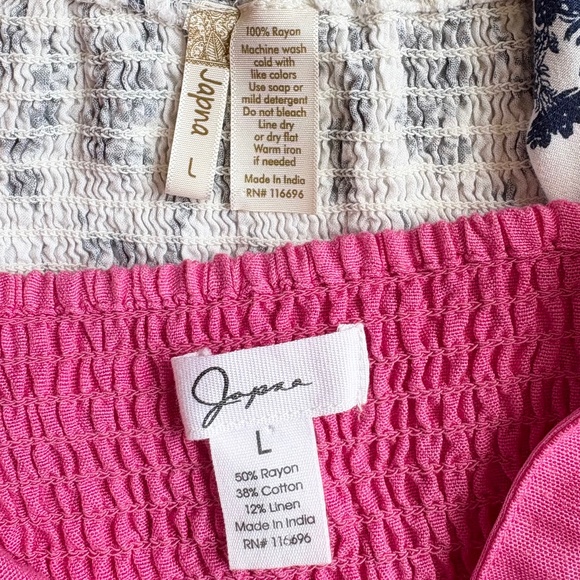 JAPNA Smocked Cropped Tops Pink & Blue L - Picture 2 of 11